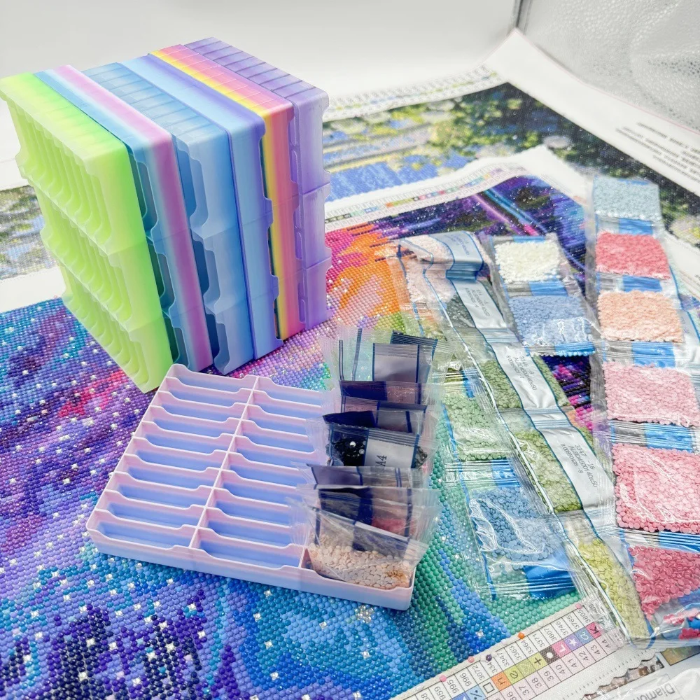 Diamond Painting Drill Bag Storage Rack 30 Slots, Stackable Plastic Organizer for Small Bead Packets, Random Color Accessory