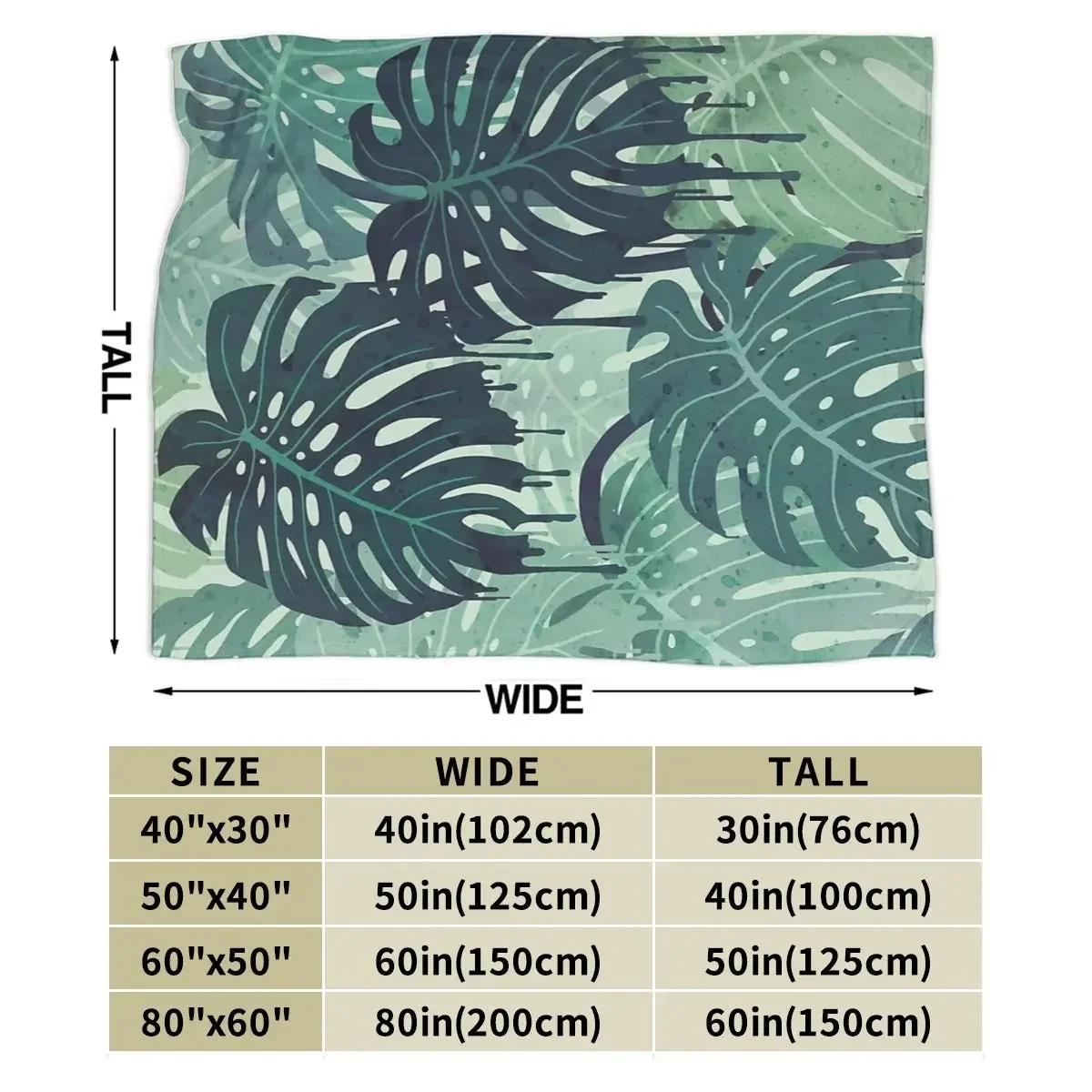 Flannel Throw Blanket Monstera Melt Blankets Soft Bedspread Warm Plush Blanket for Bed Living room Picnic Travel Home Couch