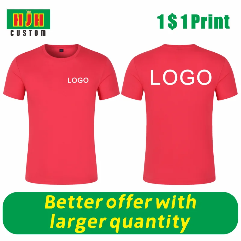 

Summer Round Neck T-shirt Customized Print Embroidery Lmage Logo Fashion Casual Cotton Short Sleeve Top Customized DIY2023 New
