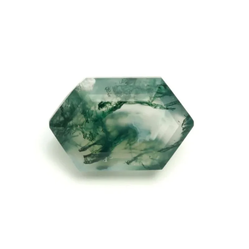 

Elongated Hexagon Cut Natural Moss Agate Faceted Calibrated Top Quality Loose Gemstone Moss Agate Pendant Ring Earrings Gift