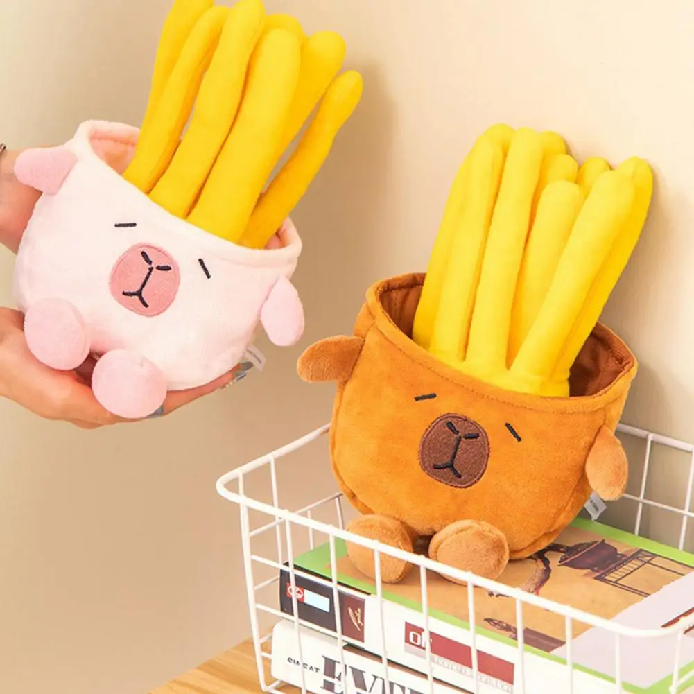 High Elastic Pp Cotton Filling Toy Cute Capybara Fries Plush Toy Pillow Set Adorable Food-animal for Kids for Children for Kids