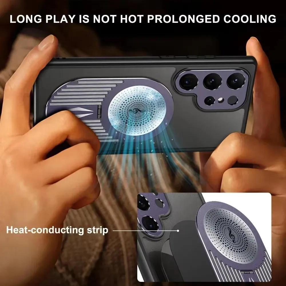 High-end Phone Case Heat Dissipation For Samsung Galaxy S25 S24 S23 S22Ultra  Magnetic Wireless Charging Bracket S24FE Anti-drop