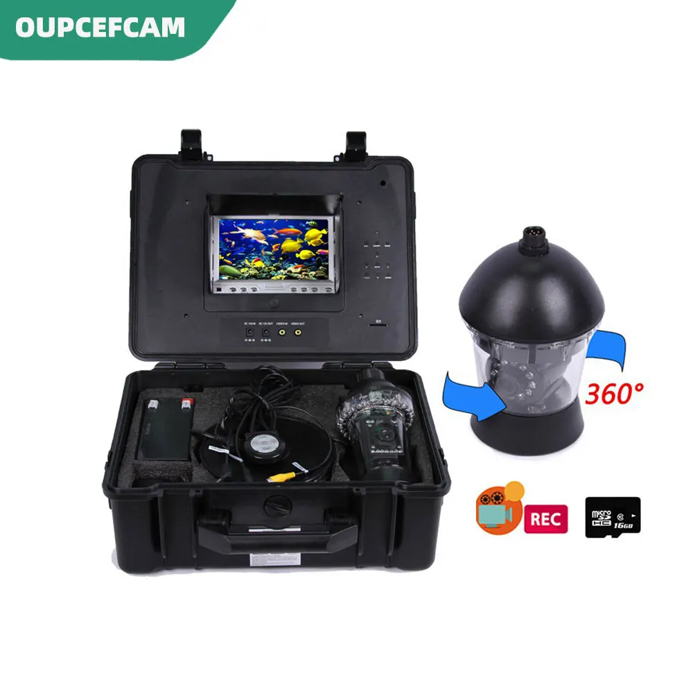 

7 Inch Monitor 360° Rotation Underwater Fishing Camera Waterproof Fish Finder 20m/30m/50m/100m Cable DVR Record Free 8GB SD Card