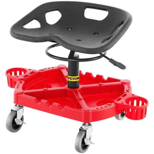 Rolling Garage Stool, 300LBS Capacity, Adjustable Height from 18 in to 23 in, 360-degree Swivel Wheels (4