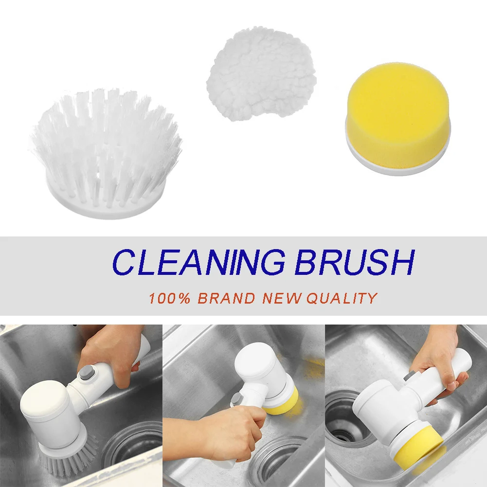 Electric Cleaning Brush Multifunctional Household Wireless Rotatable Cleaning Brush & 5 Replaceable Brush Head Shower Scrubber