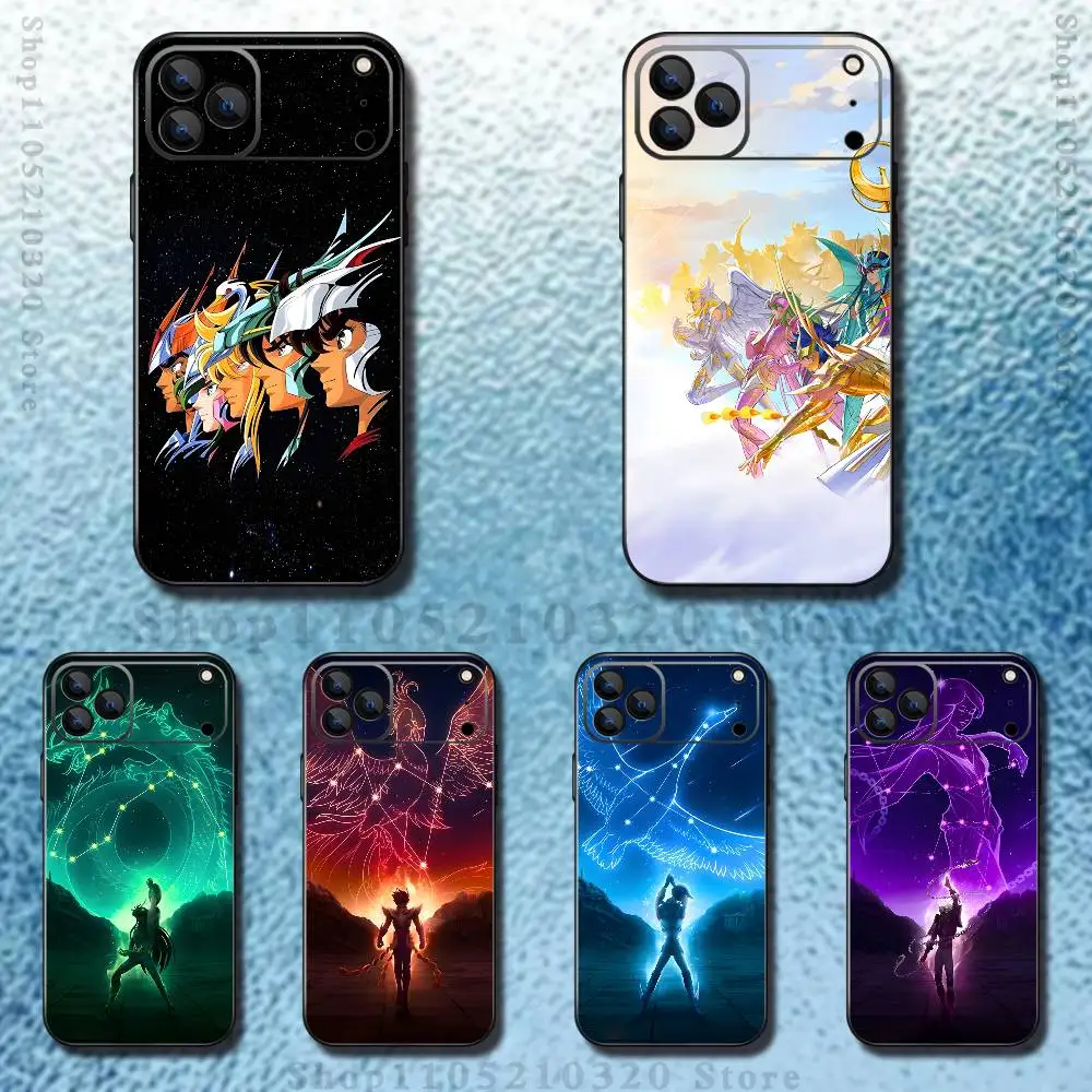 

S-Saint S-Seiya cartoon Phone Case For iPhone 17,16,15,14,13,12,11 ,Pro Max,XS,X,XR,SE,Mini,8,7,Soft Silicone Black Cover