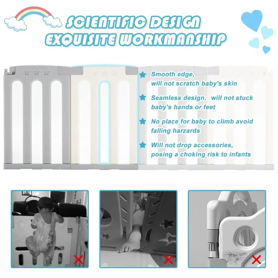 Coolever cercadinho para bebês, cercadinho de segurança para bebês e crianças pequenas, resistente e imovível, cerca para bebês, área de jogo, atividade cent