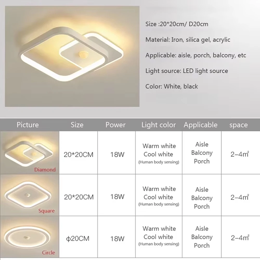 Imagem -06 - Moderna Lâmpada de Teto Led para Sala Estar Quarto Corredor Escadas Luz Teto Sensor Movimento Lustre Luminária