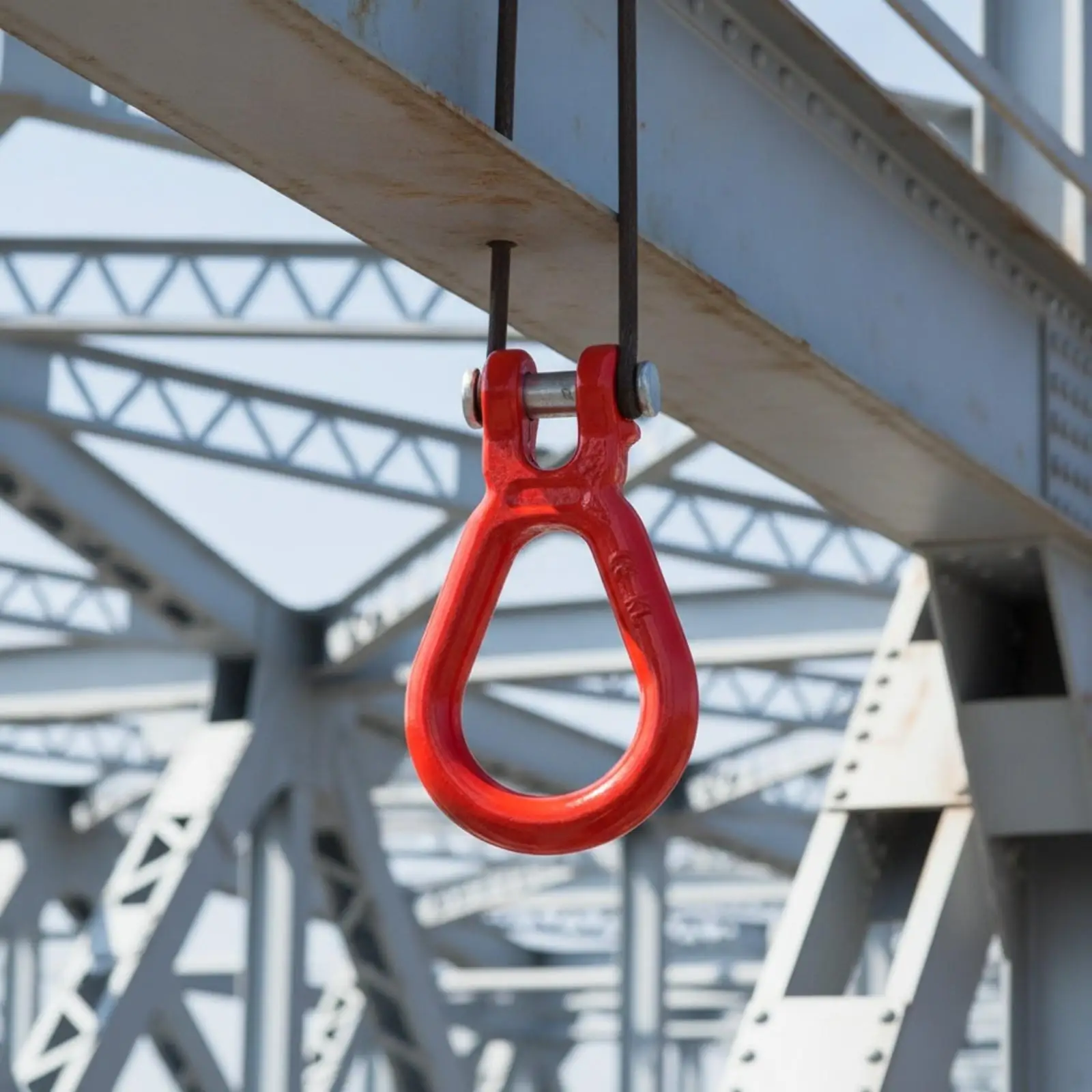 Red Alloy Steel Lifting Chain Ring with Cross Pin for Industrial Rigging and Load Balancing Hoists