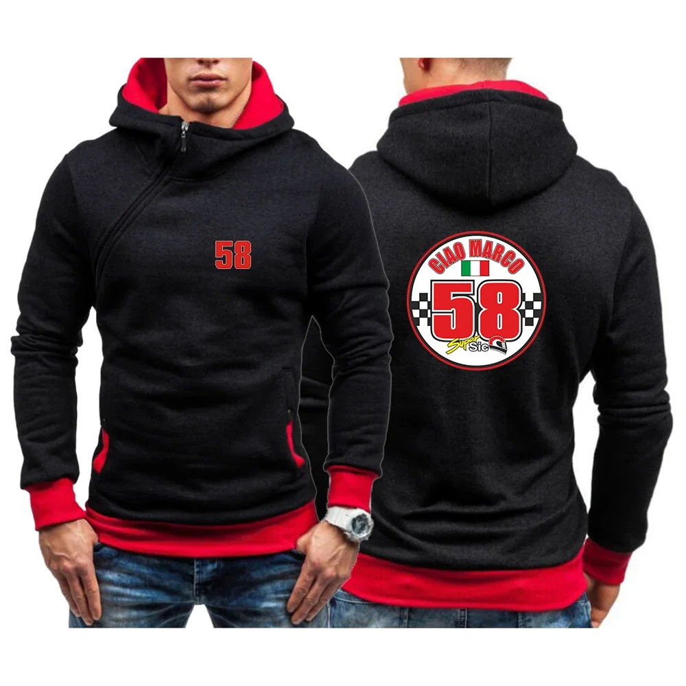 58 Super Sic Marco Simoncelli Men New Spring And Autumn Harajuku Diagonal Zipper Designe Casual Printing Five-Color Sweatshirt