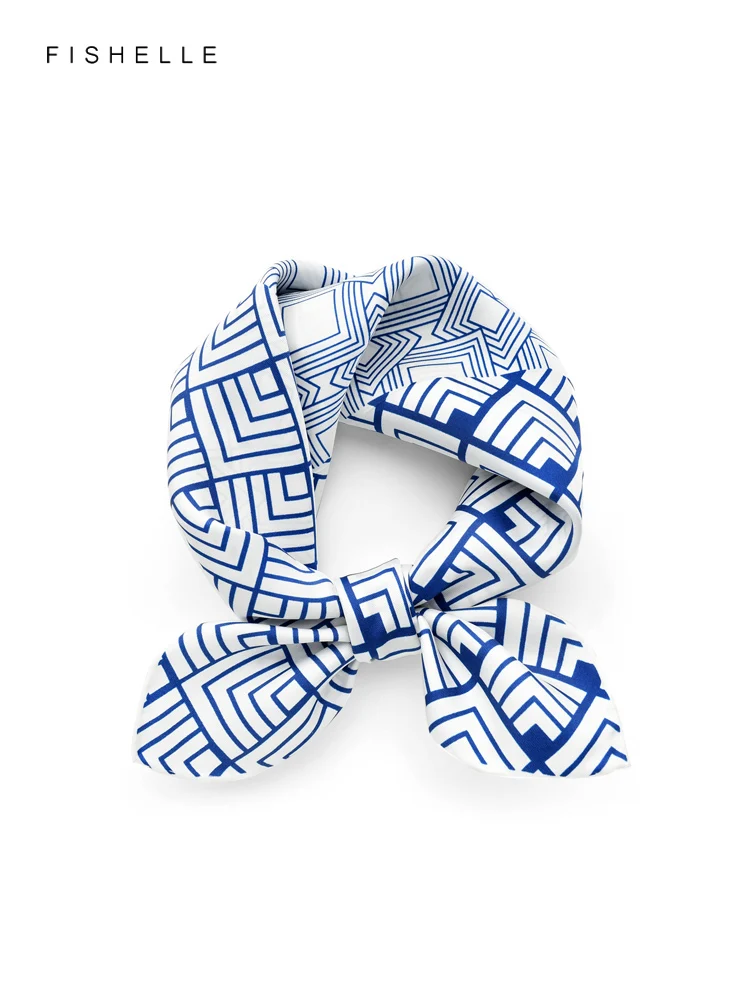 Foulard en soie naturelle pour femmes, classique chinois, bleu, blanc, porcelaine, sergé, printemps, automne, petite écharpe carrée