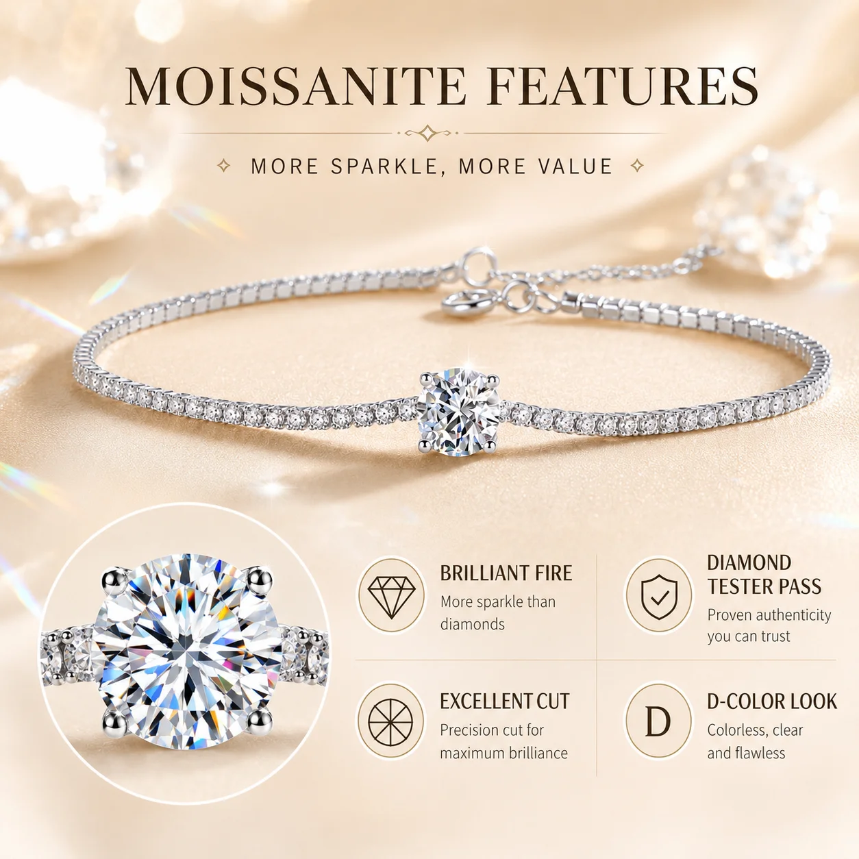 Gelang Tenis Moissanite untuk - Moissanite Tennis Bracelet 925 Sterling ulasan dan harga
