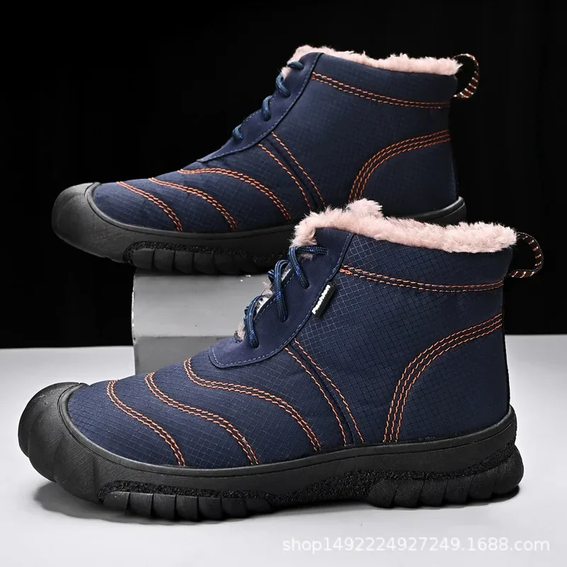 

2024 Autumn and Winter New Men's Shoes Warm Snow Boots Waterproof Non-slip High-top Shoes Casual Cotton Boots Large Size 38-46