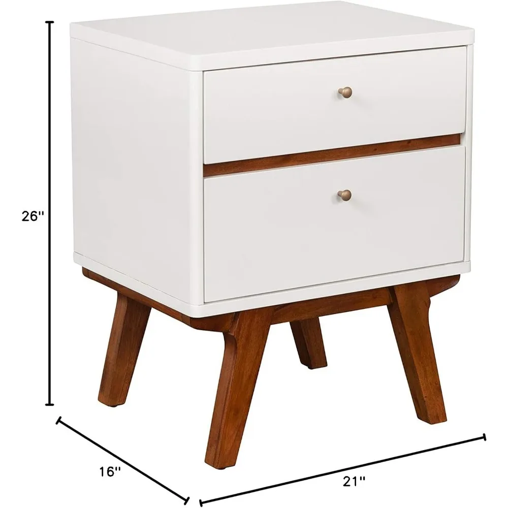 White Nightstand with Acorn Accents, 21 Wide x 16 Deep x 26 Tall, Dakota Style Bedside Table