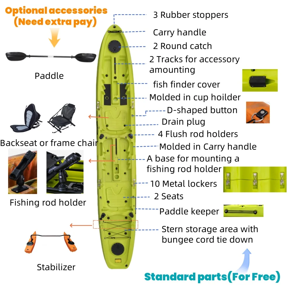 2025 NEW Modular Kayak 11ft Sit on Top Fishing Kayak,Super Lightweight, Paddle Motorized Plastic Kajak view 6
