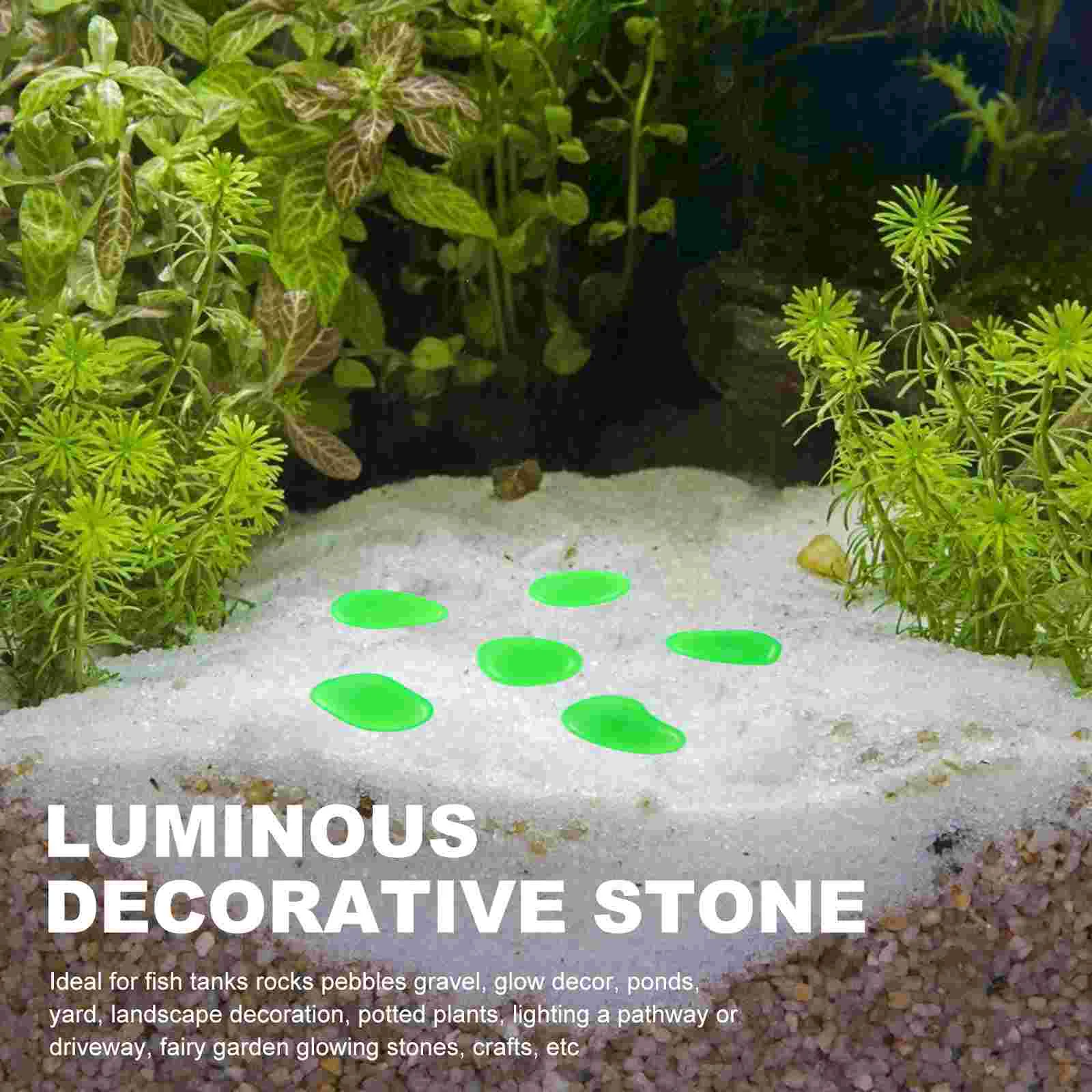 100 Pcs Stone Night Glow Pebbles Fish Tank Aquarium Rocks Polystyrene Resin Garden Pathway Decor Landscape Stones