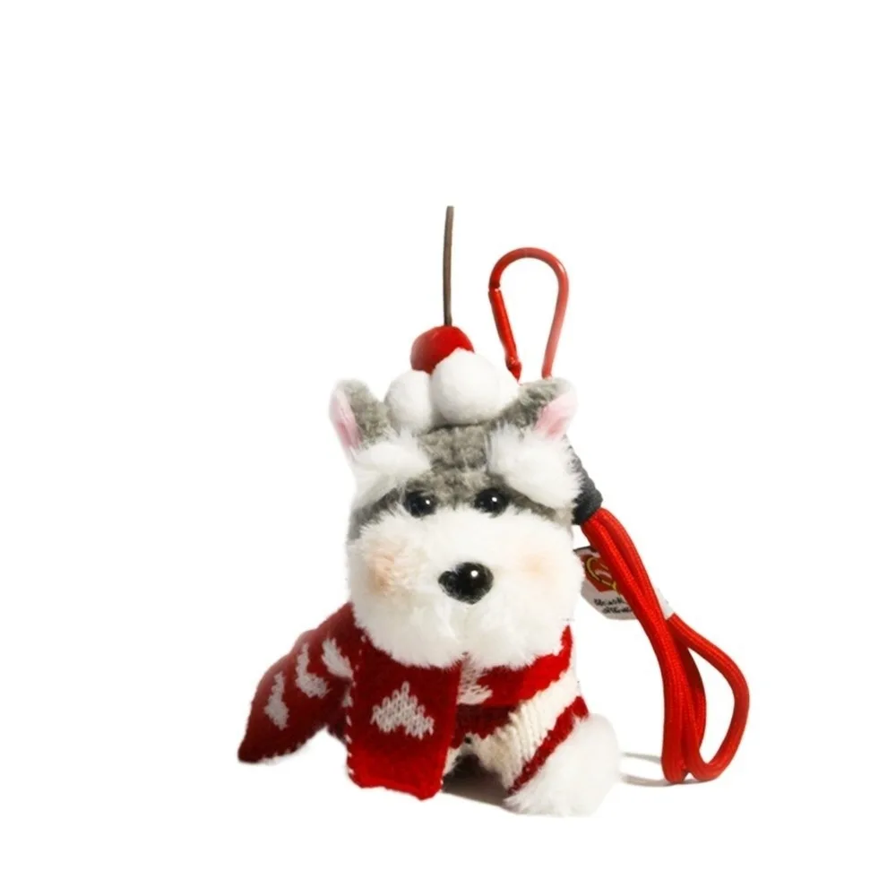 

Cute Dog Schnauzer Plush Doll Keychain Scarf Cartoon Bag Pendant Red Plush Toys Backpack Decoration