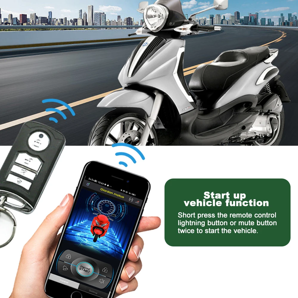 12V Motorcycle Bike Alarm System Remote Control Anti-theft High Power Smartphones control