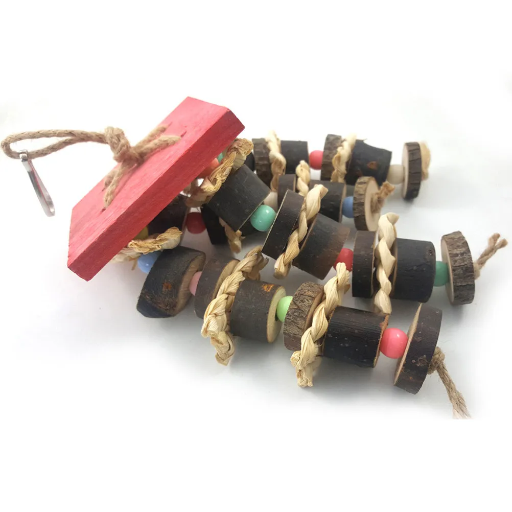 Wooden Beak Grinding Clip Educational Parrot Hanging Pendant Bird Bite Chewing Skill Development Playground Parrot