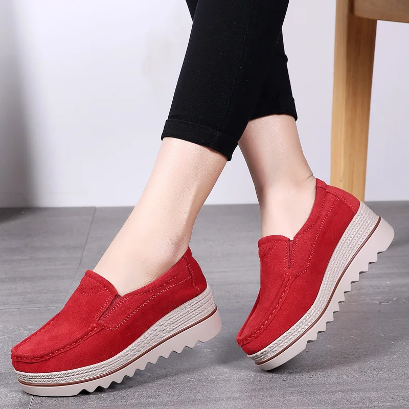 Women Flats Platform Shoes Spring New Suede Leather Women Sneakers Autumn Slip on Casual Shoes Women Moccasins Zapatos De Mujer