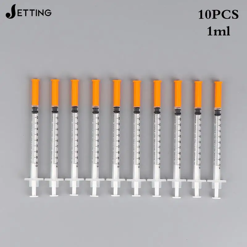 10pcs 1ml Disposable Plastic Veterinary Syringe With Needles For Pet Farm Animal Cat Dog Pig Cattle Sheep Horses