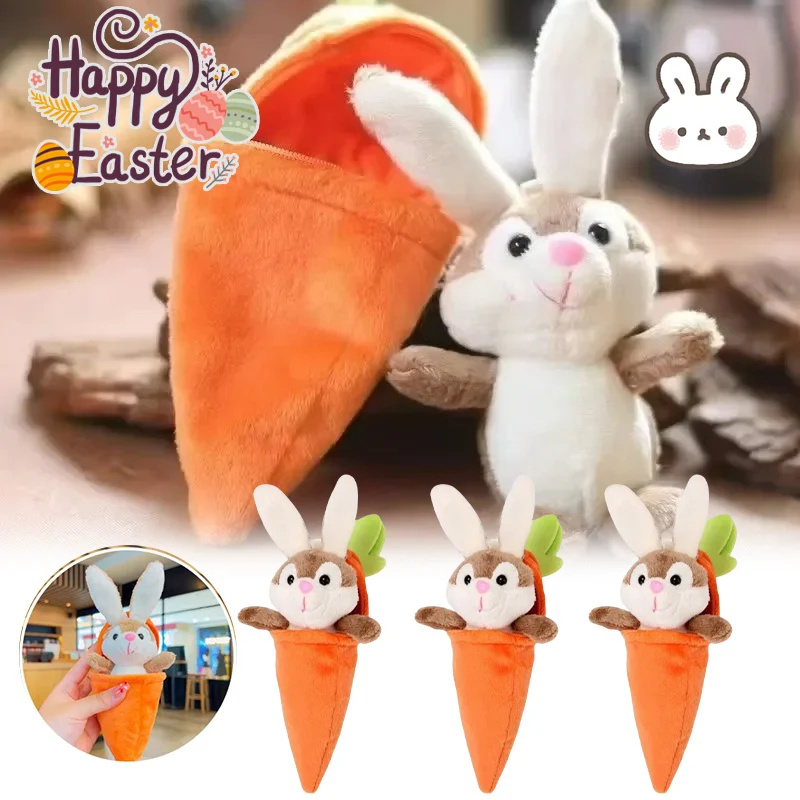 Carrot Rabbit Doll Bag Charm Easter Bunny Transformation Pendant for Kids Birthday Gifts Decorative Accessories