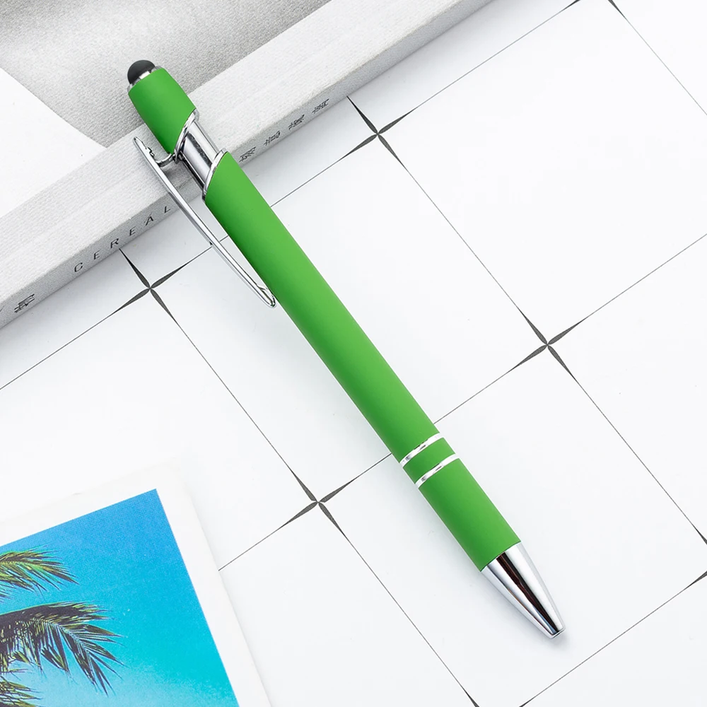 100 stks/partij Metalen Business Balpen 2 In 1 Met Universele Touch Screen Stylus Pen School Kantoorbenodigdheden Gratis Aangepaste Logo