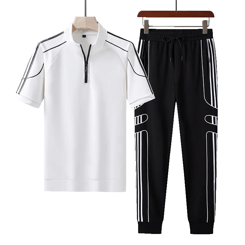 2024 Summer New Fashion Sports Running Plus-Size Men\'s Casual Relaxed Comfortable Breathable High-Quality Two-Piece Set M-8XL