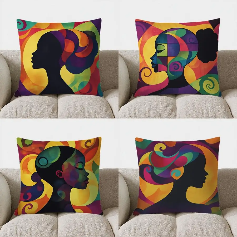 

Домашний декор, красочная силуэтная художественная подушка для домашнего декора, чехол для подушки с узором, подходит для дивана, спальни, автомобиля, наволочка