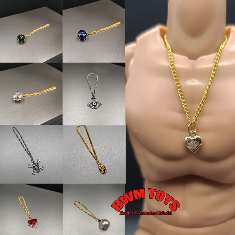 Akcesoria dla figurek żołnierzy 1/6, mini metalowy wisiorek krzyż z diamentami, naszyjnik z motywem miłości, pasuje do figurek akcji TBL BJD o wysokości 12 cali.