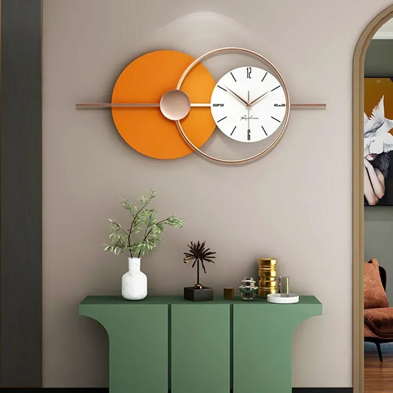 

Wall Clock Home Metal Ornaments Personality Creativity Gold Living Room Dining Room Decoration Simplicity Orange Pocket Watch