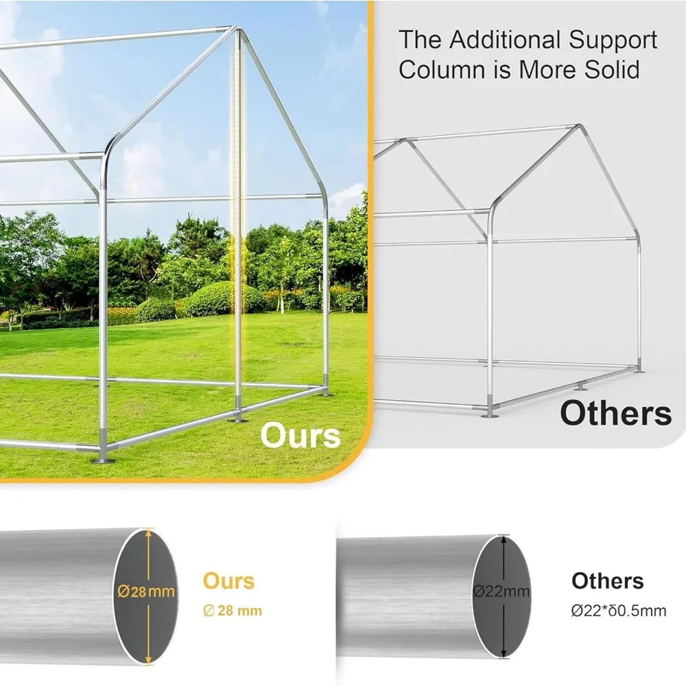 

Chicken Coop Large Metal Run for 10 Chickens Walk in Yard Poultry Cage Hen House with Waterproof Cover (64 Square Feet)