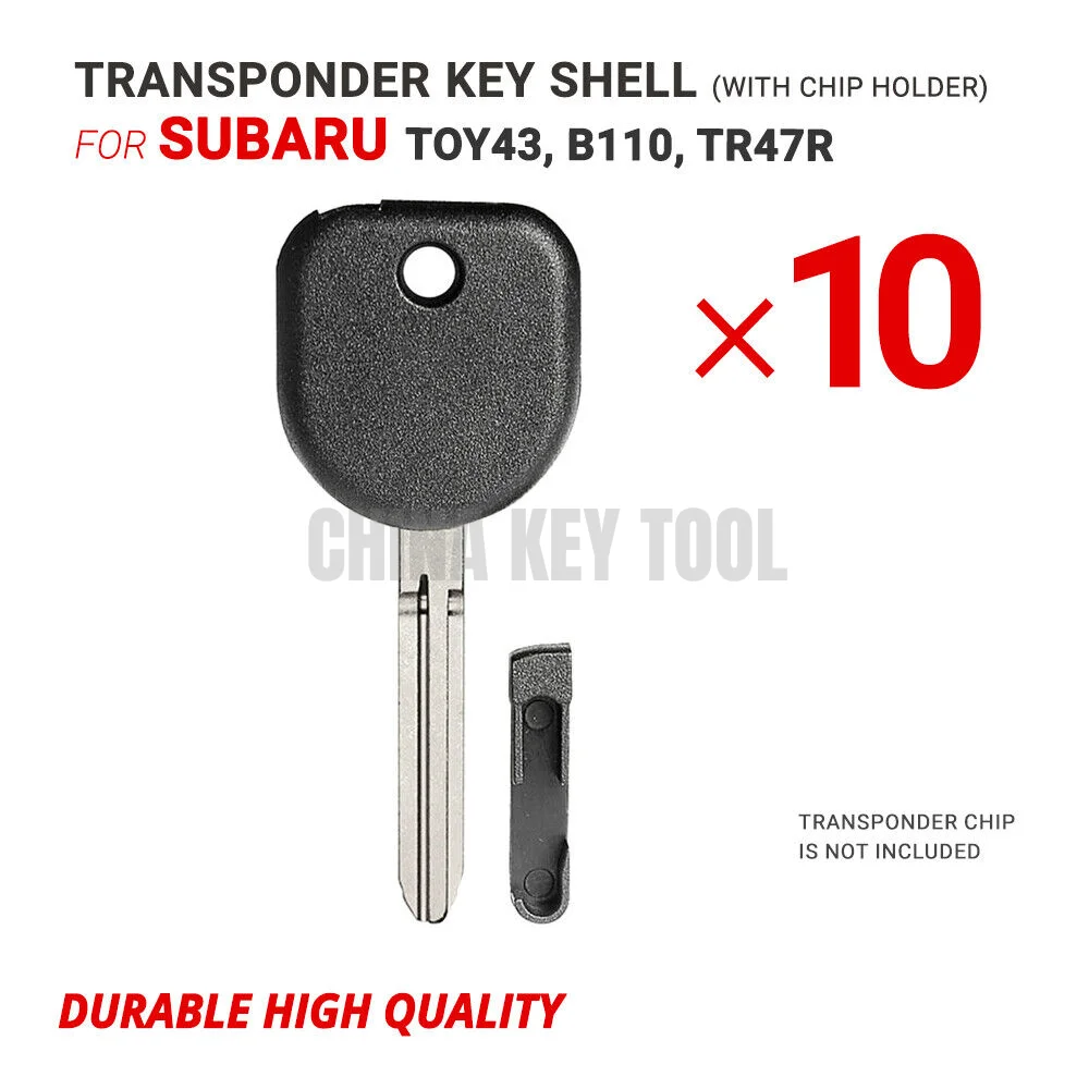 10X Transponder Key Shell For Subaru With Blade TOY43R B110 TR47R W/Chip Holder