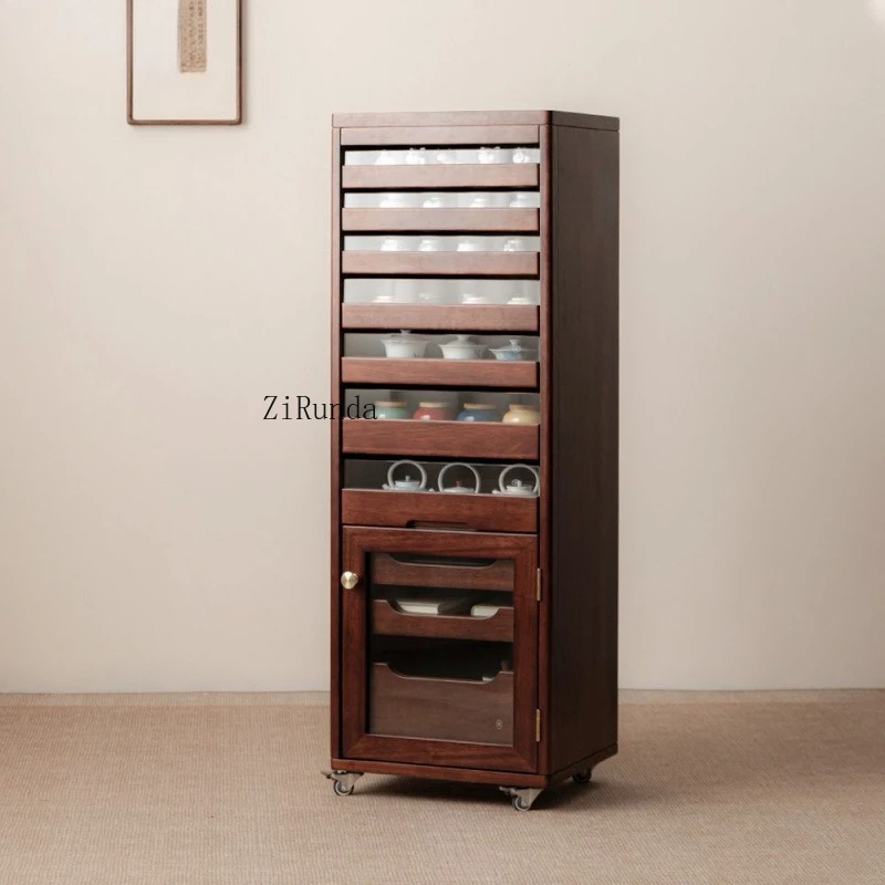 

* New Chinese-style solid wood storage cabinet jewelry display cabinet simple multi-layer storage cabinet living room
