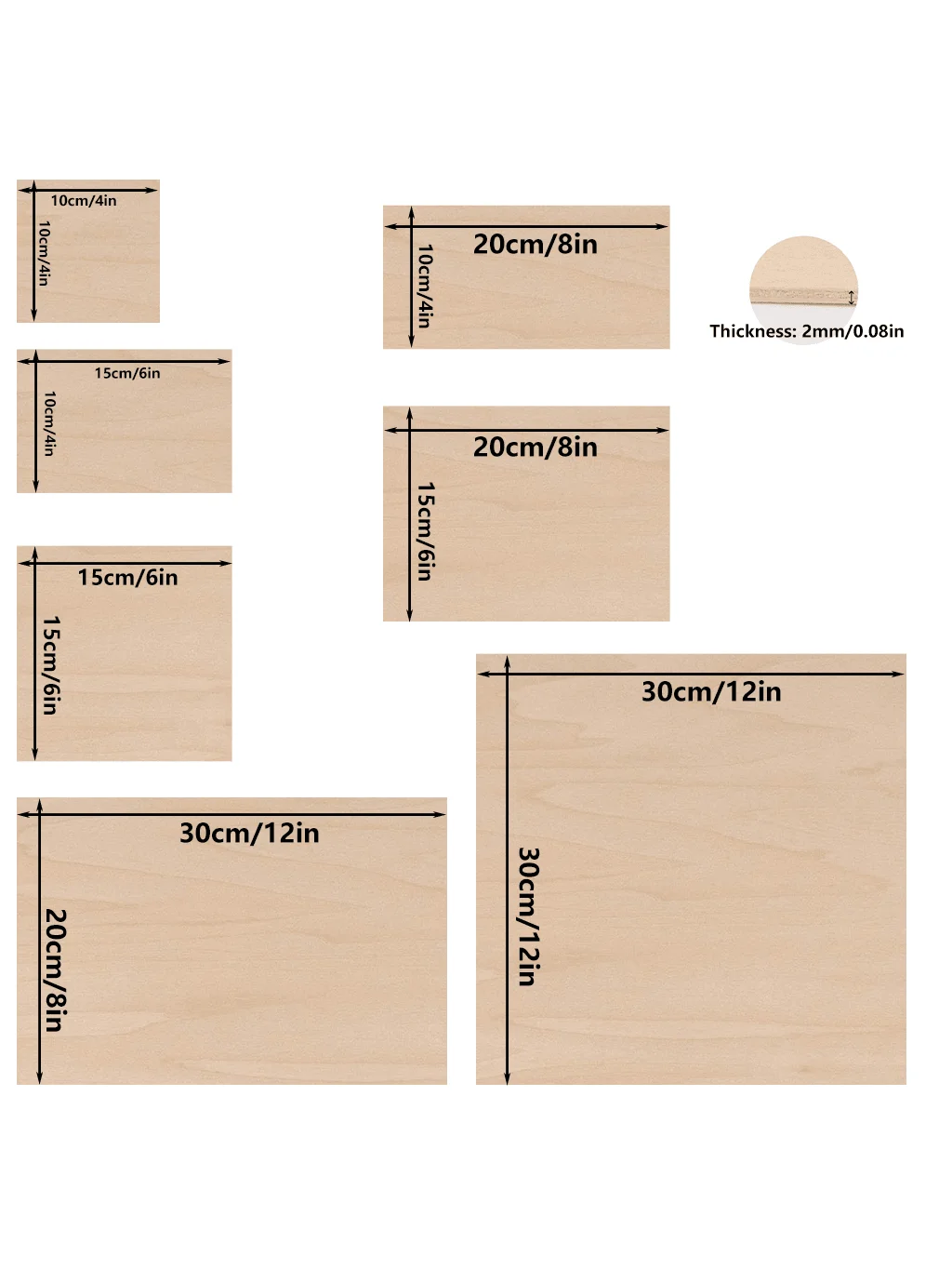 10 Pieces Thin Basswood Craft Planks Multiple Sizes Available Lightweight Planks Suitable for House Planes, Ships, Boats Crafts,