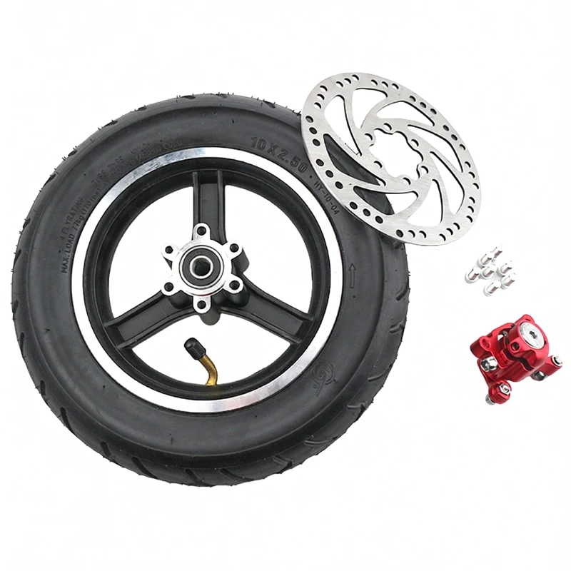 10x2.50tires wheels suitable for High quality tires aluminum alloy wheel hub with brake discs for electric scooter balancing car