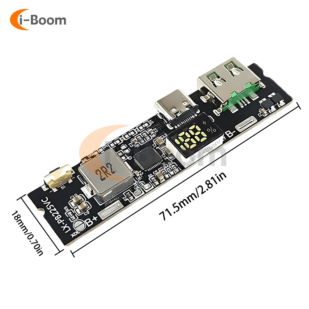 22.5w Two-Way Fast Charging Mobile Power Module Diy Motherboard Battery Level Digital Display USB/type-c Port Support Vooc