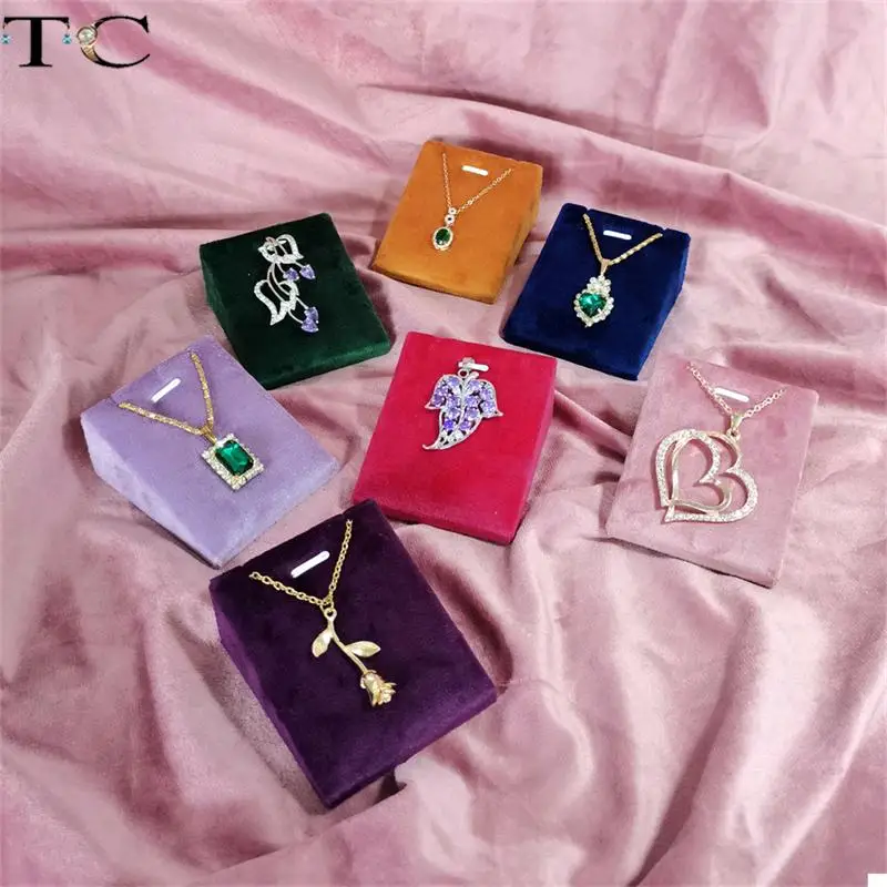 Necklace Organizer Exhibitor Jewelry Display Props Wholesale 5Pcs/lot 6*7Cm Small Rack High Quality Velvet Necklace Holder