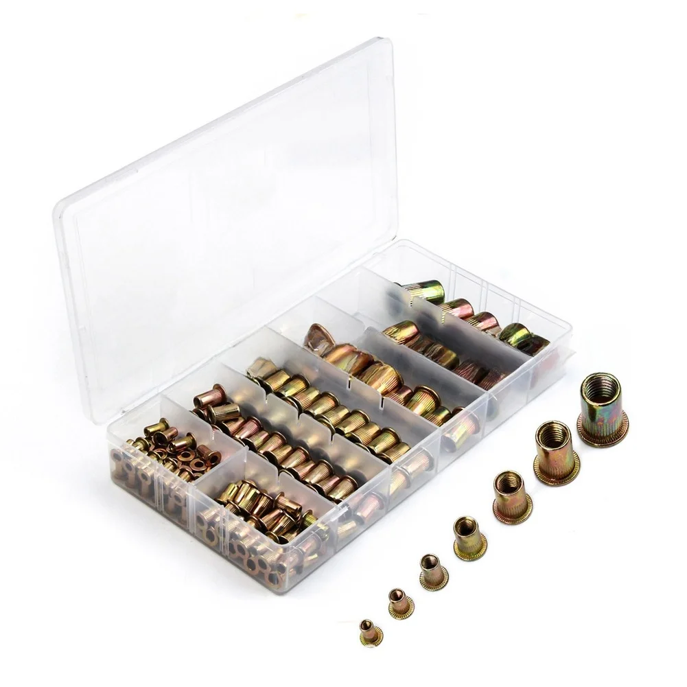 165Pcs Zinc Plated Rivet Nut Kit FOR M3 To FOR 12MM Assorted Carbon Steel Threaded Insert Set Riveting Nut