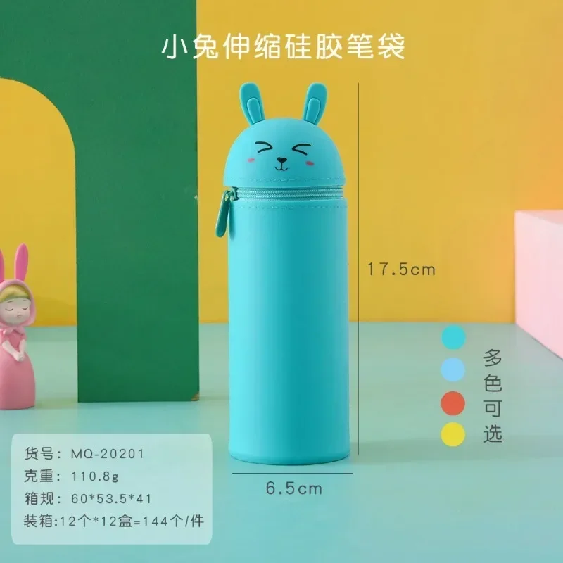 Kawaii Animação Dos Desenhos Animados Silicone Estojo Retrátil, Descompressão Pikachu, Caneta Titular, Bonito Papelaria Caixa, Novo