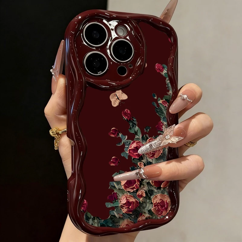 Retro Oil Painting Flower Pattern Phone Case For iPhone 17 16 14 Pro Max 15 13 12 11 16e 17e Plus Luxury Shockproof Soft Cover
