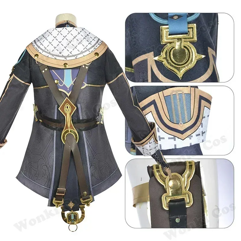 Freminet-Peluca de disfraz de Cosplay, conjunto completo de trajes, juego Fontaine Freminet, zapatos de Cosplay, botas, disfraces de fiesta