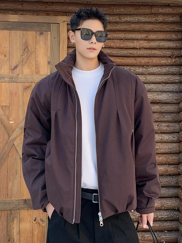 

Мужская свободная посадка Du down Jaet с воротником-стойкой, уличная модная теплая ветрозащитная полиэфирная ткань, длинная застежка-молния све