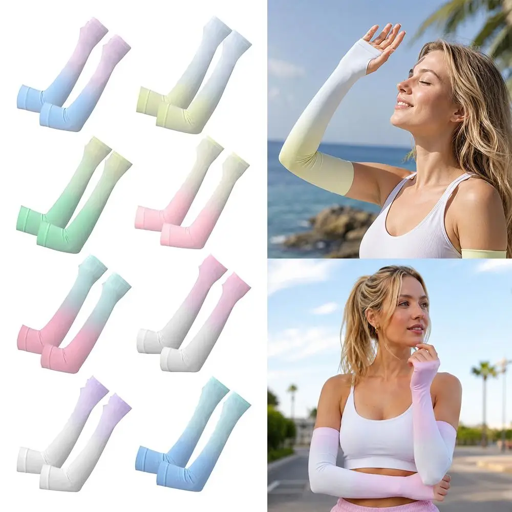 1pair Portable UPF 50+ Arm Covers UV Protection Breathable Cooling Arm Sleeves Elastic Compression Sleeve Summer