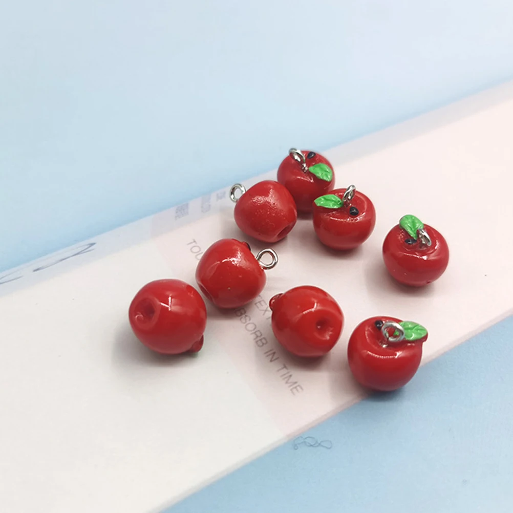

20 Pcs Simulation Apple Jewelry DIY Resin Pendant Earrings Necklace Red Color Making Supplies Hanging Accessories