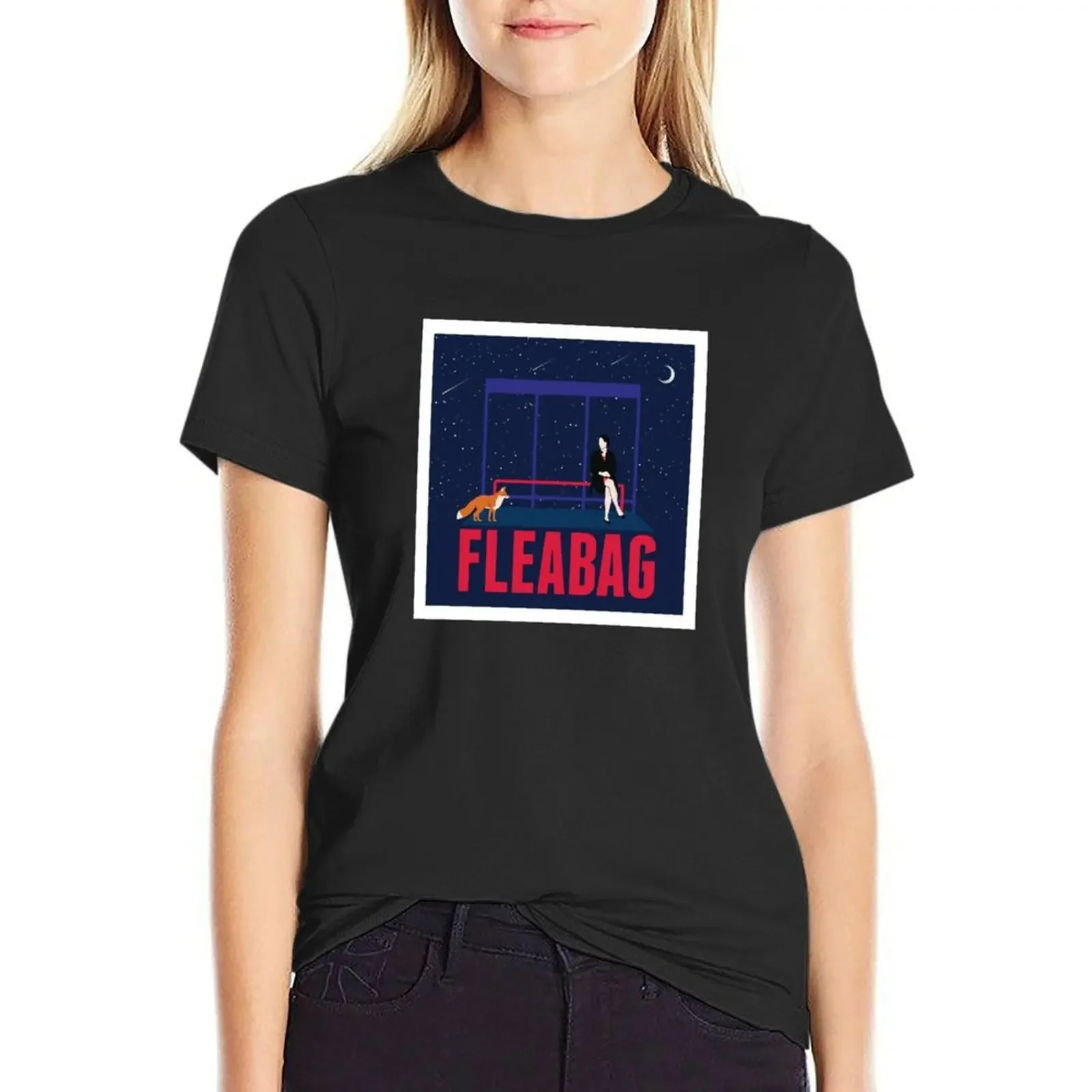 

Fleabag With a Fox at Night T-Shirt sports fans Short sleeve tee korean fashion Women clothes