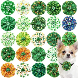 20/40PCS Dog Bowties For St. Patrick's Day Pet Collars With Elastic Bands Dog Bow Ties Collars Pet Grooming Accessories For Dogs