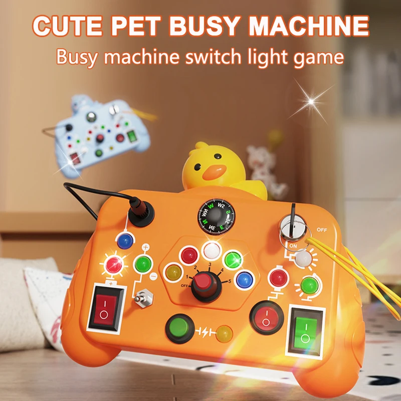 Montessori Children Busy Board Sensory Toys Cartoon with LED Light Switch Control Board Travel Activities Game for Kids Gifts