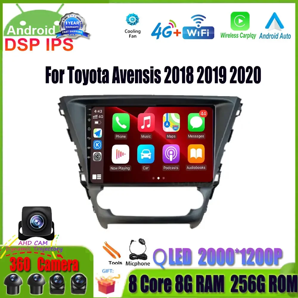 

Android 14 Car Multimedia Player GPS Navigation Stereo Radio For Toyota Avensis 2018 2019 2020 4G Lte DVR Camera 2 Din DVD