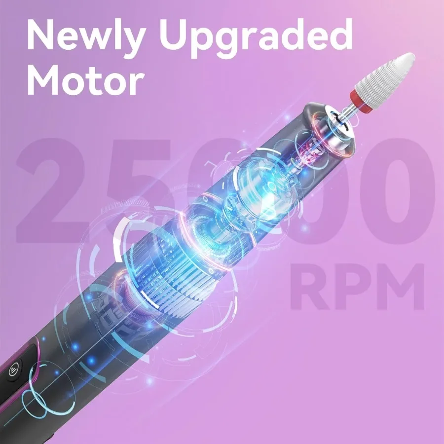 เครื่องเจียรเล็บไร้สายไฟฟ้าสำหรับเล็บอะคริลิคเจลผงมืออาชีพเครื่องมือทำเล็บมือเล็บเท้าแบบพกพา 5 ความเร็วและ 1